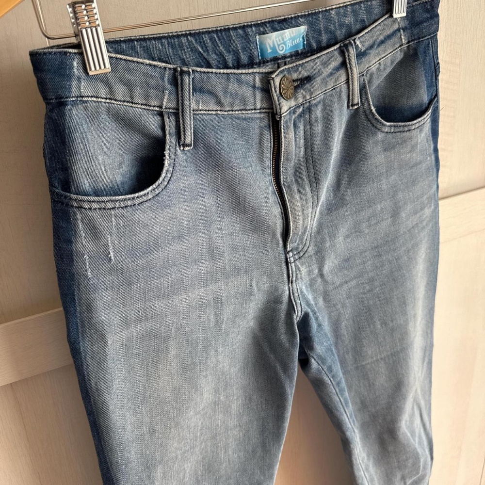 Show Me Your Mumu Two-Toned Slim Straight Denim